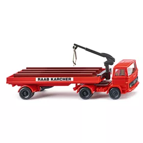   Wiking 050207 Mercedes-Benz nyergesvontató daruval, építőanyagszállító félpótkocsival - Raab Kärcher (H0)