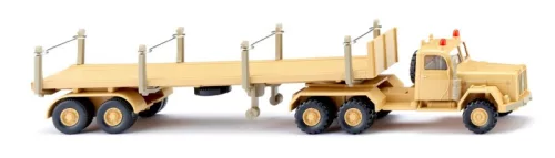 Wiking 051843 Magirus Uranus nyergesvontató, rakoncás félpótkocsival - homoksárga (H0)