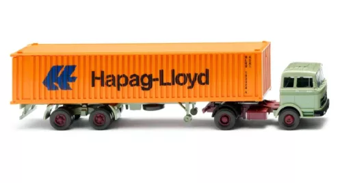 Wiking 052305 Mercedes-Benz nyergesvontató, konténerszállító félpótkocsival - Hapag-Lloyd (H0)