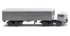 Wiking 055604 Mercedes-Benz 1620 nyergesvontató, dobozos félpótkocsival, ezüstszürke (H0)