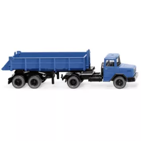   Wiking 067706 Magirus-Deutz nyergesvontató, billencs félpótkocsival, kék (H0)