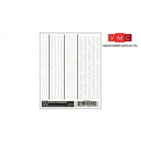 Woodland Scenics DT512 Szárazmatrica - Számok - R.R. Gothic Numbers - White