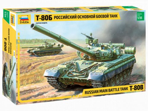 Zvezda 3590 Russian main battle tank T-80B 1/35 harckocsi makett