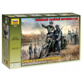   Zvezda 3632 German R-12 heavy motorcycle with rider and officer 1/35 motorkerékpár makett