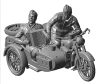 Zvezda 3639 Soviet motorcycle WWII M-72 and sidecar and crew 1/35 katonai motorkerékpár maket