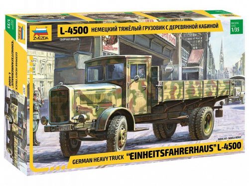 Zvezda 3647 German heavy truck "Einheitsfahrerhaus" L-4500 1/35 harcjármű makett
