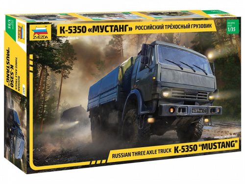 Zvezda 3697 Russian three axle truck K-5350 MUSTANG 1/35 katonai jármű makett