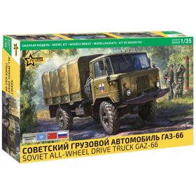   Zvezda 3707 Soviet all-wheel drive truck GAZ-66 1/35 katonai jármű makett