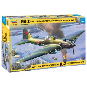   Zvezda 4826 Soviet two-seat attack aircraft IL-2 Stormovik mod.1943 1/48 repülőgép makett