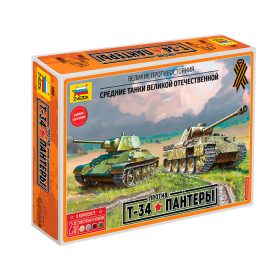   Zvezda 5202 Eastern Front WWII Battle Set "T-34/76" vs "Panther" 1/72 harckocsi makett