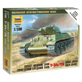   Zvezda 6101 Soviet Medium Tank T-34/76 (mod.1940) 1/100 harckocsi makett