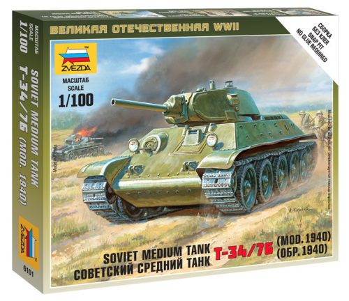 Zvezda 6101 Soviet Medium Tank T-34/76 (mod.1940) 1/100 harckocsi makett                       