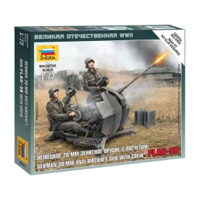   Zvezda 6117 German 20-mm Anti-aircraft Gun Flak-38 With Crew 1/72 légvédelmi löveg makett