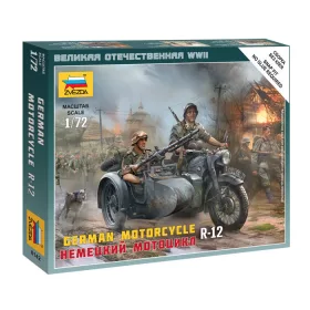   Zvezda 6142 German Motorcycle R-12 with figures 1/72 katonai makett