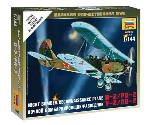 Zvezda 6150 Soviet Bi-Plane Po-2 1/144 repülőgép makett