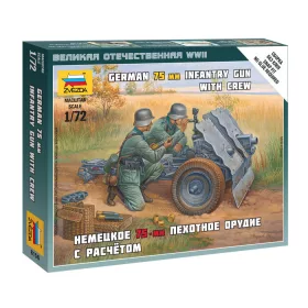   Zvezda 6156 German 75-mm Infantry Gun w/Crew 1/72 löveg makett