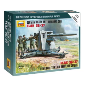   Zvezda 6158 German Heavy Anti-Aicraft Gun FLAK 36/37 w/Crew 1/72 légvédelmi löveg makett