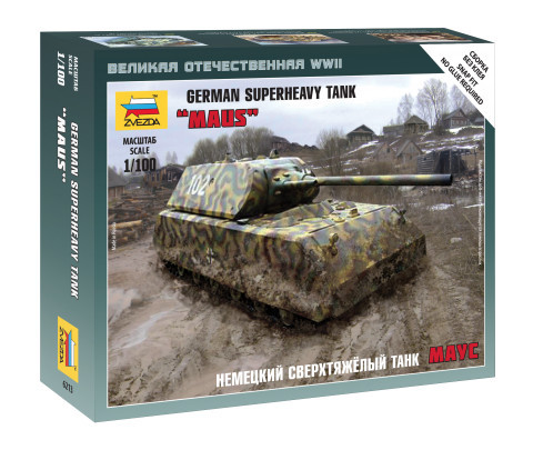 Zvezda 6213 German super heavy tank Maus 1/100 harckocsi makett