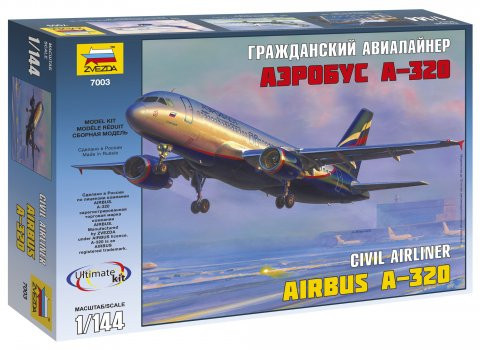 Zvezda 7003 Civil airliner Airbus A-320 1/144 repülőgép makett