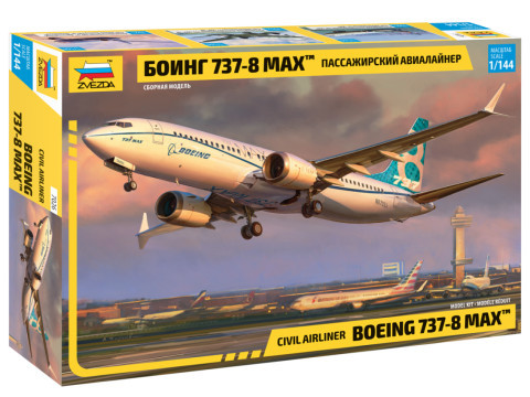 Zvezda 7026 Civil Airliner Boeing 737 MAX 8 1/144 repülőgép makett