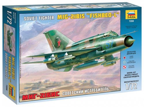 Zvezda 7259 Soviet fighter MiG-21Bis Fishbed-L 1/72 repülőgép makett