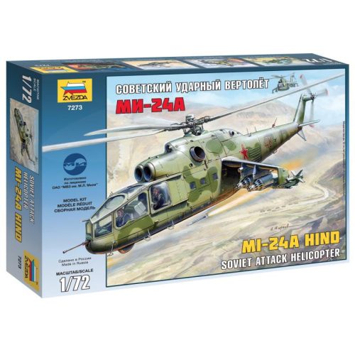 Zvezda 7273 Soviet attack helicopter MI-24A Hind 1/72 helikopter makett