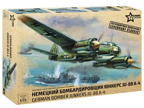 Zvezda 7282 German Bomber Junkers Ju-88 A-4 1/72 repülőgép makett
