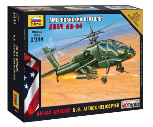 Zvezda 7408 US Attack Helicopter AH-64 Apache 1/144 helikopter makett