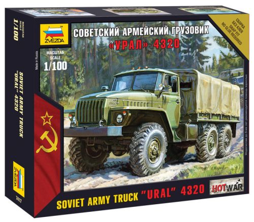 Zvezda 7417 Soviet army truck Ural 4320 1/100 katonai jármű makett