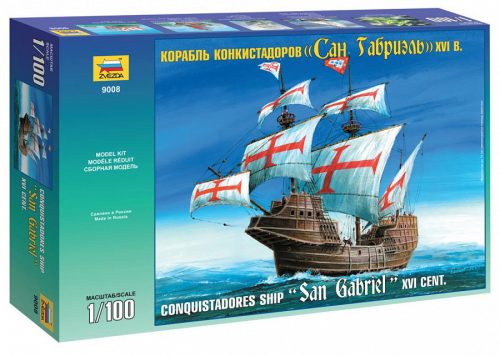 Zvezda 9008 Conquistadores ship "San Gabriel" XVI cent. 1/100 vitorláshajó makett