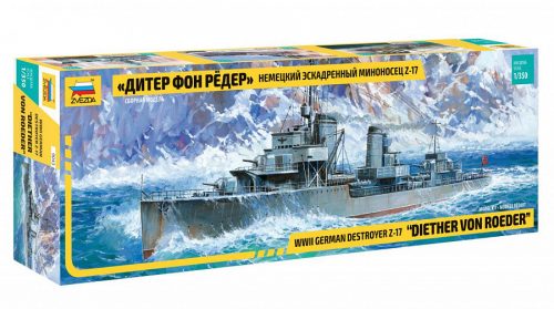 Zvezda 9043 German destroyer Z-17 Diether Von Roeder WWII 1/350 hajó makett